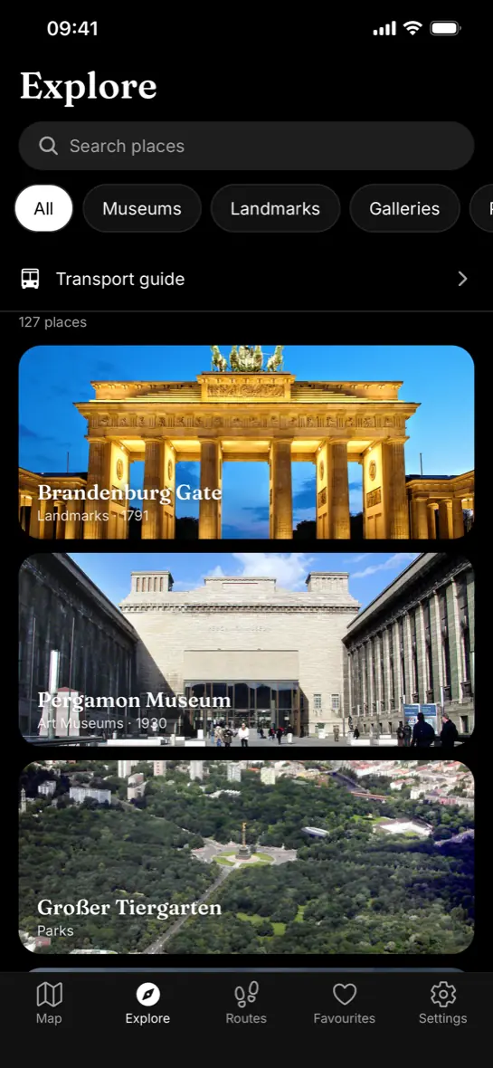 Search and filters: Type Rewe and every branch lands on the map. Type Brandenburg and you get the gate.